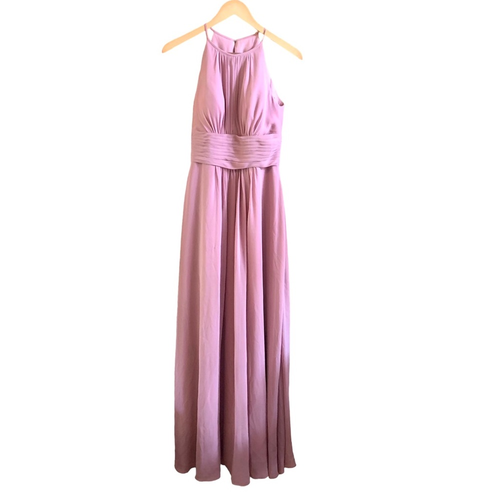 AZAZIE Bonnie Chiffon A-Line Rouched Formal Gown Size A4 Dusty Rose Brid…